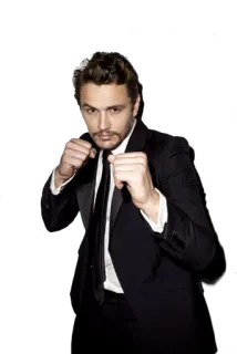 😠 James Franco James Franco, actor, posición de boxeo, traje, celebridad, retrato whatsapp sticker