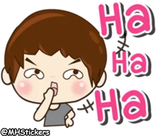 😂 Ha Ha Ha 卡通, 角色, 笑, 冒犯手势, 嘲笑 telegram sticker