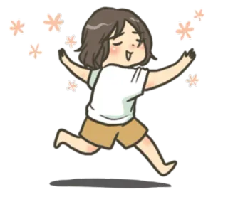 💃 만화, 즐거운, 달리기, 행복한, 축하, 신나는 whatsapp sticker