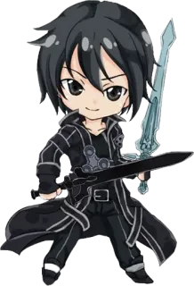 ⚔ Kirito Sword Art Online Аниме, Чиби, Меч, Кірито, Sword Art Online telegram sticker