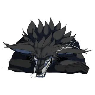 🥱 wolf, monster, creature, werewolf, art, cartoon, fantasy, teeth telegram sticker