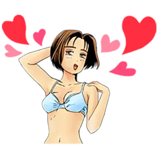 😘 anime, cartone animato, donna, donna, bikini telegram sticker