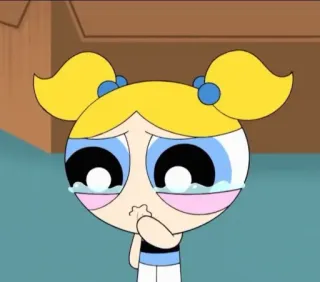 😭 Bubbles Powerpuff Girls triste, chorando, lágrimas, desenho animado, Lindinha, As Meninas Superpoderosas telegram sticker