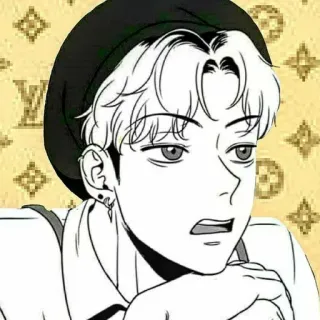 😒 корейский, манхва, персонаж, человек, иллюстрация, портрет, искусство whatsapp sticker