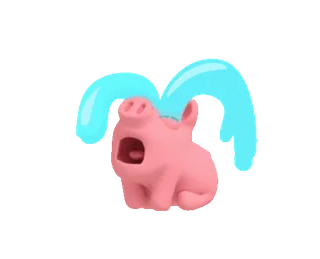 😭 หมู, ร้องไห้, เศร้า, สัตว์, น้ำตา, สีชมพู telegram sticker