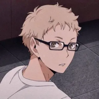 🌿 Kei Tsukishima Haikyuu!! Anime, Haikyuu, Tsukishima, Kei Tsukishima, Okulary, Blond telegram sticker