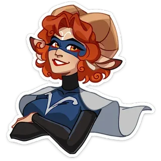 🦸‍♀️ ผู้หญิง, ตัวละคร, ซูเปอร์ฮีโร่, ชุด, หน้ากาก, ผ้าคลุม, ยิ้ม telegram sticker