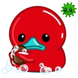 🧼 rouge, canard, dessin animé, mignon, bulle, animal whatsapp sticker