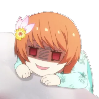 😨 аниме, девушка, цветок, красные глаза, мило, раздражена whatsapp sticker