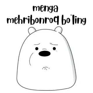 🐻‍❄️ menga mehribonroq bo'ling ours, triste, mignon, dessin animé, We Bare Bears whatsapp sticker