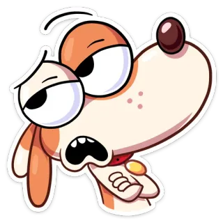 😞 cane, cartone animato, animale, adesivo, esausto, stanco telegram sticker