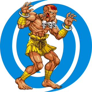 😃 Dhalsim Street Fighter Dhalsim, Street Fighter, Yoga, Jeu vidéo, Combattant, Indien, Collier crâne, Spirituel telegram sticker