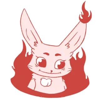 👍 Hoạt hình, Thỏ, Dễ thương, Ngọn lửa, Động vật, Hình dán, Hồng telegram sticker