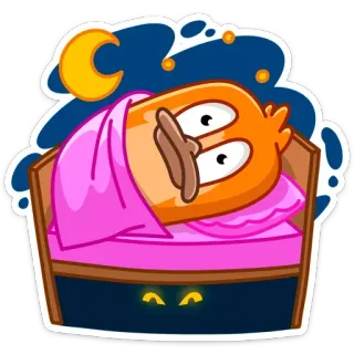 😴 sen, noc, łóżko, księżyc, kreskówka, kaczka, zwierzę telegram sticker