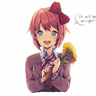 😀 Sayori Doki Doki Literature Club! It will be all right! Anime, Manga, Sayori, Girasole, Doki Doki Literature Club telegram sticker