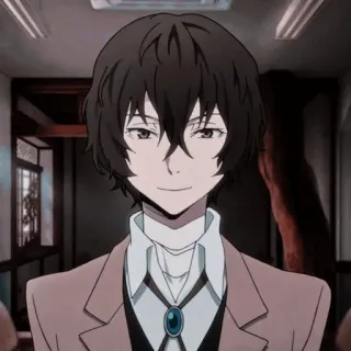 📺 Dazai Osamu Bungou Stray Dogs Anime, Personnage, Cheveux bruns, Dazai, Osamu, Bungou Stray Dogs, Sourire telegram sticker
