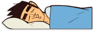 😴 schlafen, bett, schlaf, cartoon, mann, kissen telegram sticker