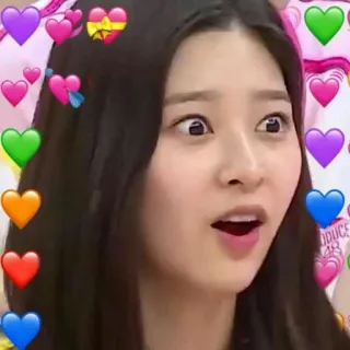 💘 mignon, coeurs, réaction, asiatique, choqué, mème telegram sticker