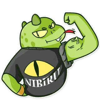 💪 ANIBIRU mostro, muscolo, forte, cartone animato, personaggio, occhio, lingua telegram sticker