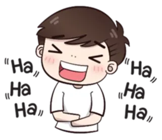 😄 Ha, Ha, Ha, rindo, feliz, desenho animado, menino, alegre telegram sticker