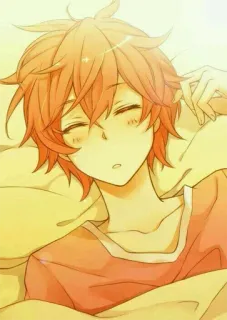 🚫 Anime, Con trai, Ngủ, Tóc cam, Hoạt hình telegram sticker