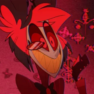 🌟 Alastor Hazbin Hotel 악마, 빨간색, 미소, 만화, 지옥 telegram sticker