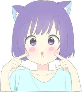 🤡 Аниме, Кошачьи ушки, Мультфильм, Милый, Девочка, Чиби whatsapp sticker