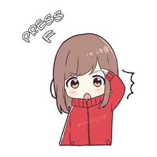 ⚰️ PRESS F Аниме, Девочка, Мило, Нажми F, Грустно, Стикер telegram sticker