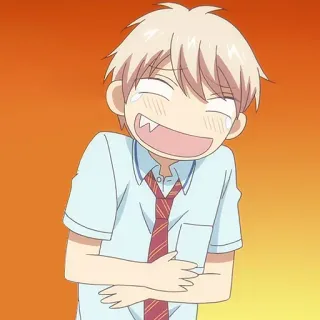 🎵 anime, cartone animato, ragazzo, uniforme scolastica, sorridente, felice, personaggio, carino whatsapp sticker