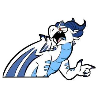 😒 龙, 卡通, 翅膀, 幻想, 动物, 蓝色, 白色 telegram sticker