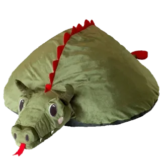 🦖 dragão, bicho de pelúcia, pelúcia, brinquedo, verde, réptil, almofada whatsapp sticker