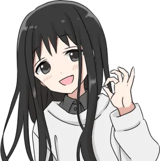 👌 Аниме, Девушка, Персонаж, Милый, Наклейка telegram sticker