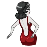 🍑 mujer, vestido, dibujo animado, espalda, glamour whatsapp sticker