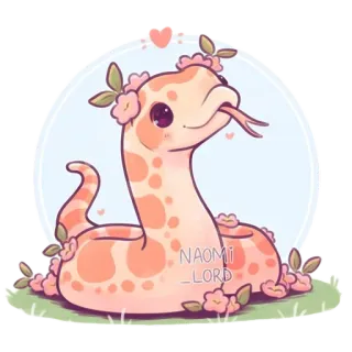 🐍 NAOMI _LORD snake, flower, cute, animal, pastel, kawaii, cartoon telegram sticker