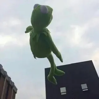 ☠️ Kermit 科米蛙, 布偶, 木偶, 绿色, 飞行, 表情包, 青蛙 telegram sticker