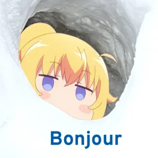 😇 Bonjour 애니메이션, 만화, 금발 머리, 안녕하세요, 인사 telegram sticker