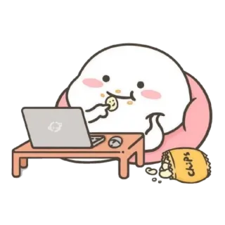 🪃 CHIPS dễ thương, kawaii, đồ ăn vặt, máy tính xách tay, khoai tây chiên, hoạt hình telegram sticker