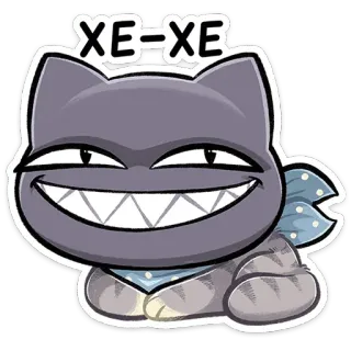 ⭐ XE-XE แมว, ยิ้มเยาะ, การ์ตูน, สัตว์, น่าขนลุก, แปลก telegram sticker