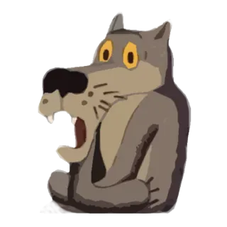 😧 lobo, desenho animado, animal, vida selvagem telegram sticker