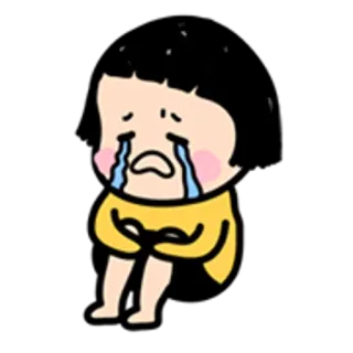 👧 crying, sad, cartoon, tears, emotional telegram sticker