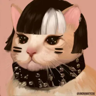 😒 UNDRAMATICOO chat, punk, emo, gothique, kawaii, chaton, animal de compagnie whatsapp sticker