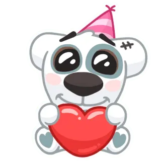 ❤️ bear, heart, party hat, cute, sticker, cartoon telegram sticker