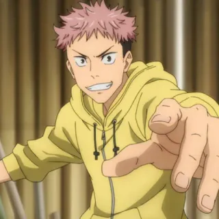 🍂 Yuji Itadori Jujutsu Kaisen Anime, Jujutsu Kaisen, Yuji Itadori, Charakter, Gelber Hoodie whatsapp sticker