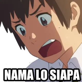 ❓ NAMA LO SIAPA anime, scioccato, nome, domanda telegram sticker