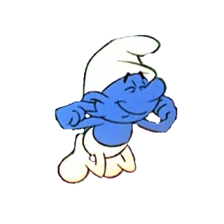 🙉 Smurf cartone animato, puffo, blu, bianco, cappello, felice telegram sticker