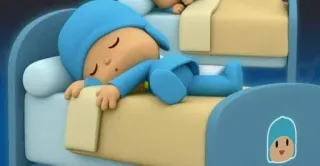💙 Pocoyo мультик, спящий, кровать, ребенок, милый, анимированный telegram sticker