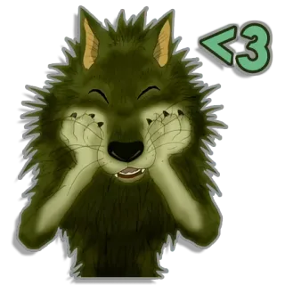 ❤️ <3 волк, мультфильм, животное, любовь, сердце, милый, персонаж telegram sticker