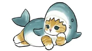 🦦 cat, kitten, shark, animal, cute, pet, sea creature telegram sticker