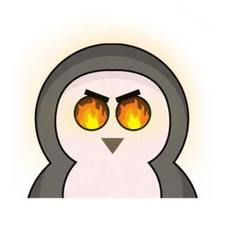 😡 pinguino, arrabbiato, fuoco, occhi, cartone animato, cappuccio whatsapp sticker