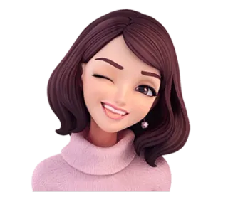 😉 Dibujo animado, Guiño, Mono, Mujer, Animado telegram sticker
